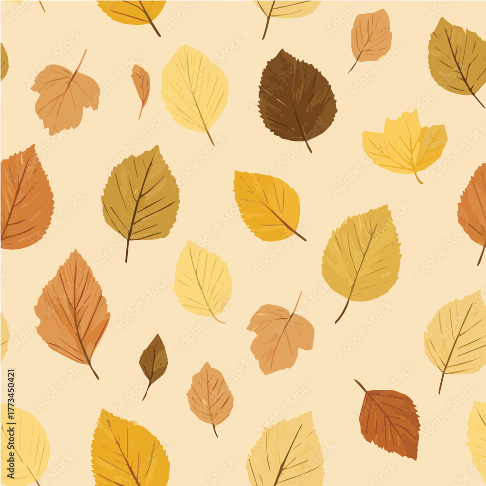 Obraz premium Illustration minimal seamless pattern of autumn leaves