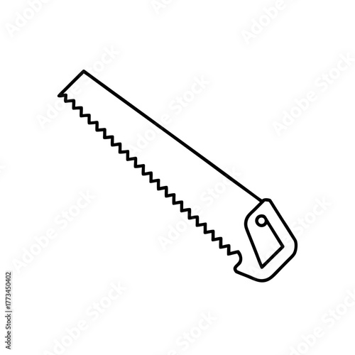 Illustration of a hand saw tool on transparent background