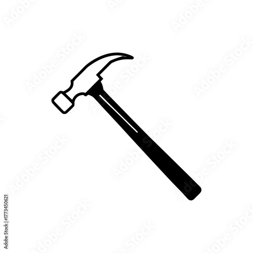 Illustration of a black hammer on transparent background