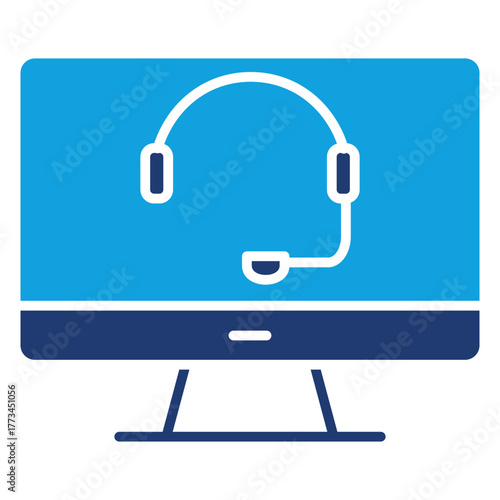 Online Support Flat Blue Icon