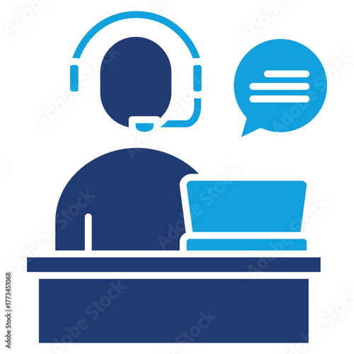 Service Desk Flat Blue Icon