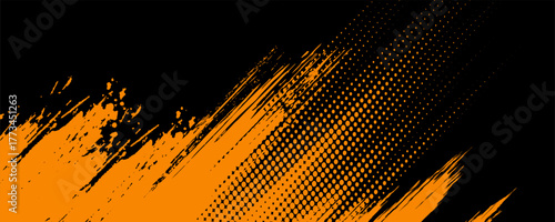 orange black brush Car sticker wrap pattern banner abstract sporty lines black orange color combination grunge brush modern pattern racing motorsport vector design.