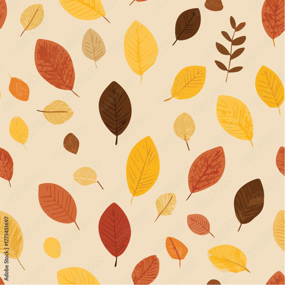 Obraz premium Illustration minimal seamless pattern of autumn leaves