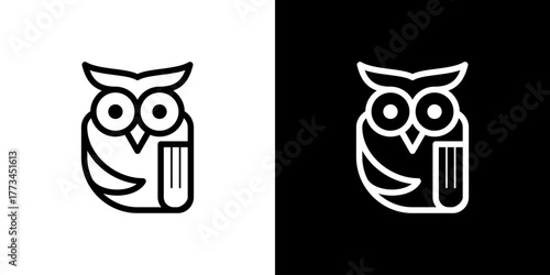owl and book logo. owlbook. elegant wise owl education logo icon symbol design template illustration inspiration
