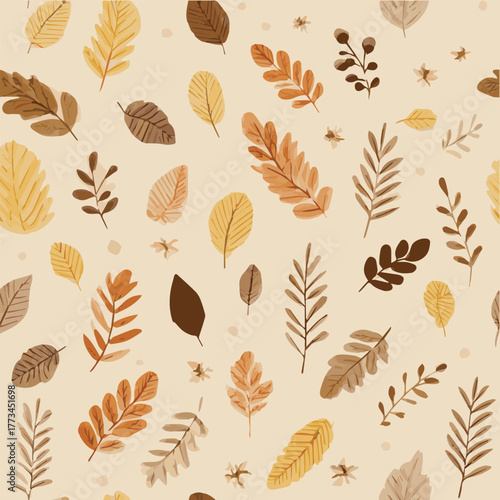 Illustration minimal seamless pattern of autumn leaves