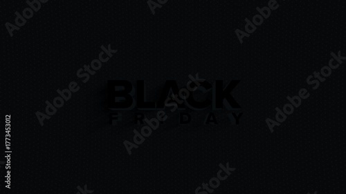 3D Black Friday discount day text presented through black background and metallic letters