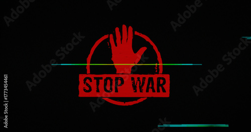 Peace stop war modern glitch concept 3d illustration