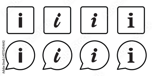 Info Icon Pack . Help, Support, FAQ, Guide Symbols Vector Set. Info Symbol Collection for Web & App UI.