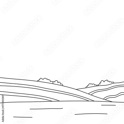 Illustration of natural hill landscape coloring background