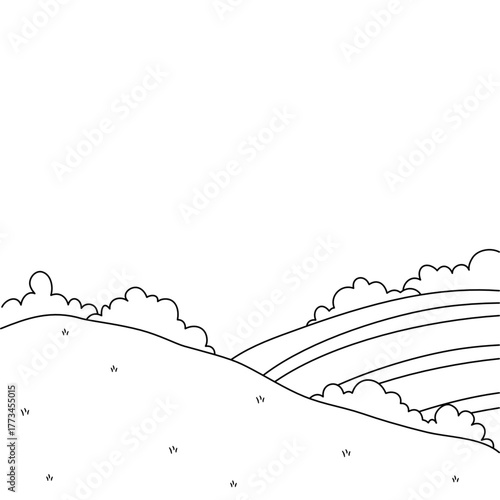 Illustration of natural hill landscape coloring background