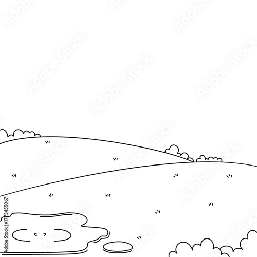 Illustration of natural hill landscape coloring background