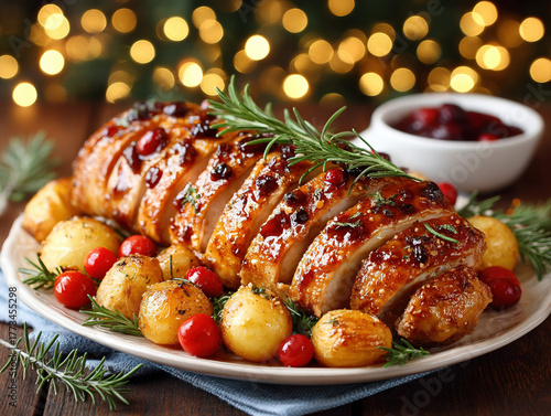 a Christmas dinner isolated...