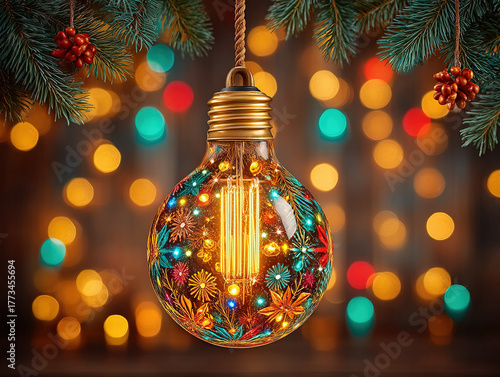 a single Christmas light bulb