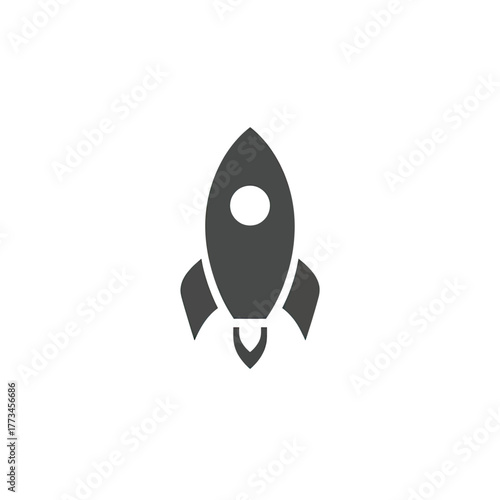 A simple, monochrome illustration of a rocket ship, designed for space travel and exploration.