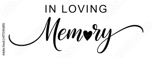 In loving memory text with heart symbol in the word memory.