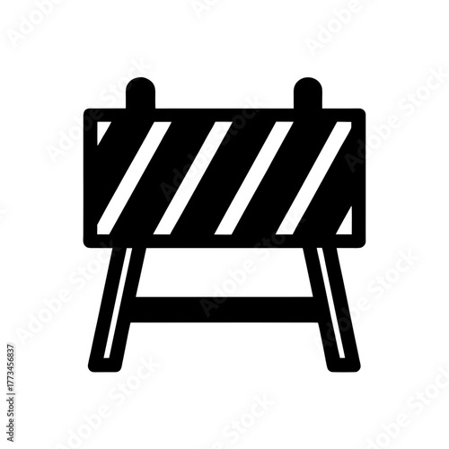 Road closed barricade icon art on transparent background silhouette