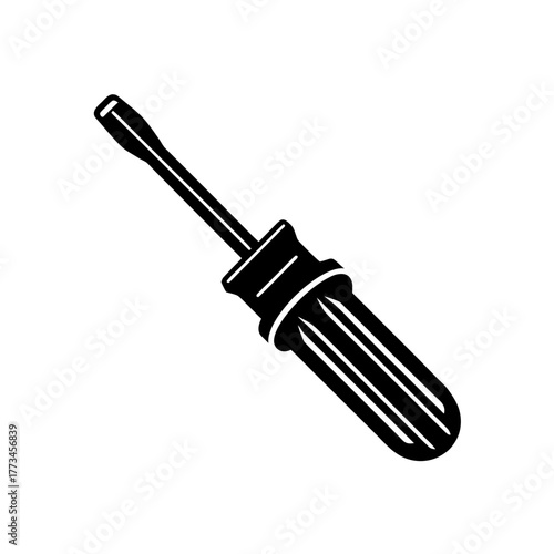 Screwdriver tool black design on transparent background silhouette