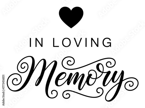 In loving memory text with heart, a memorial graphic for remembrance.