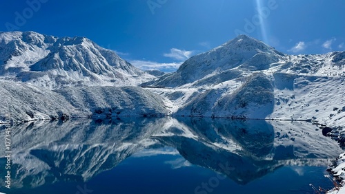 Wallpaper Mural Mirror Lake Reflecting Snowy Mountains Torontodigital.ca
