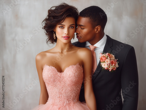 romantic wedding couple in ...