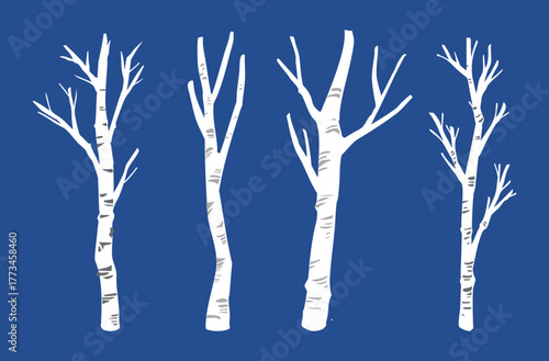 겨울 자작나무 일러스트 모음