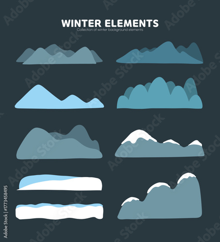 겨울 산 배경 일러스트 모음