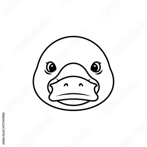Cute Platypus Head Cartoon Outline | Australian Animal Vector Icon