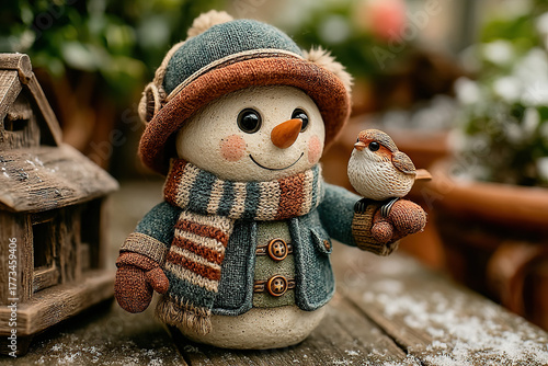 Snowman and bird friendly w...