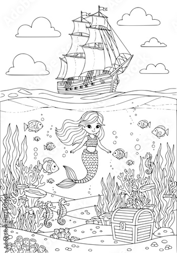 fabulous ocean panorama. coloring book