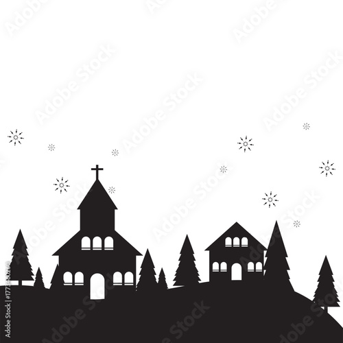 Winter Village Silhouette