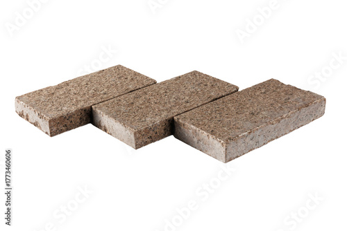 Three paving stones isolated on a white background