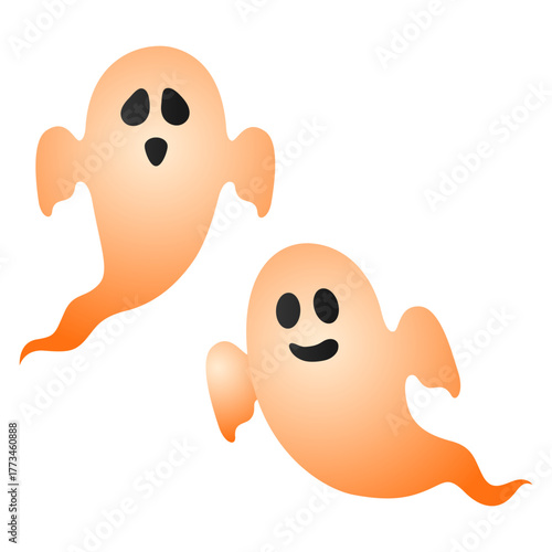 Vector illustration of scary ghost set on transparent background