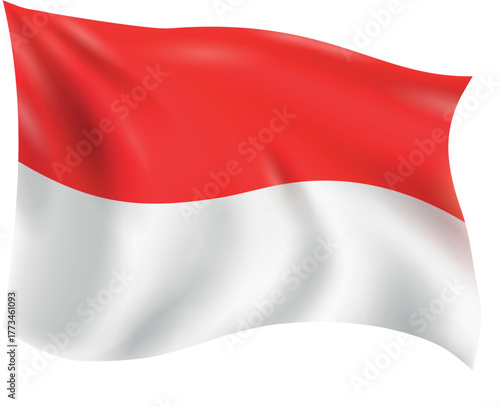 Realistic Waving Flag of Indonesia