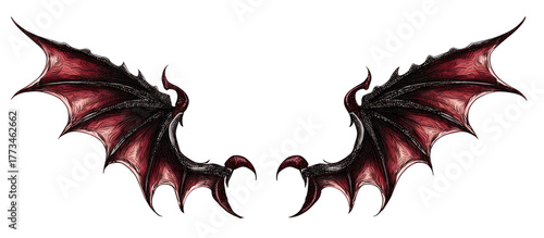 Red and white devil vector illustration splash with liquid ink art and black dragon tattoo design