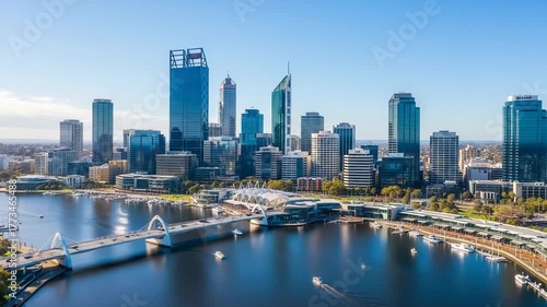 Wallpaper Mural Perth skyline with swan river and matagarup bridge Torontodigital.ca