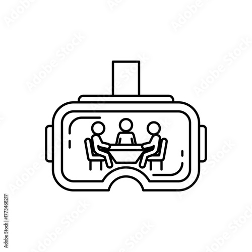 Virtual Reality Headset for Remote Meetings Line Icon