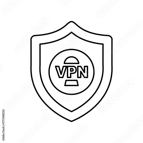 VPN Security Shield for Remote Access Line Icon