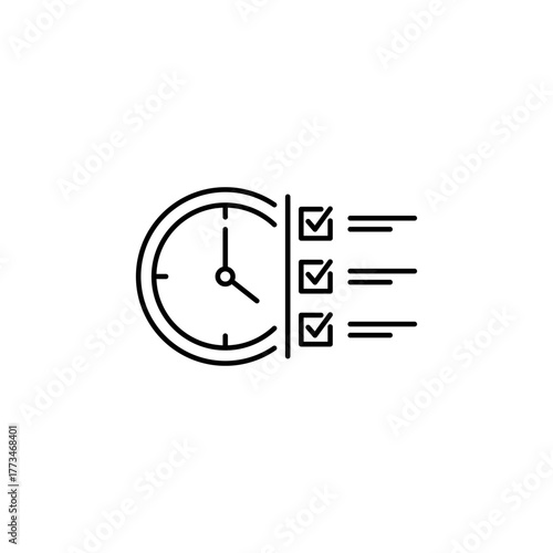 To-Do Reminder Clock for Productivity Apps Line Icon