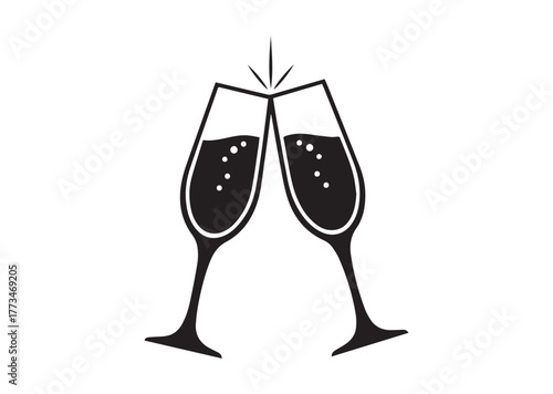 Champagne glasses icon, Champagne glasses silhouette vector