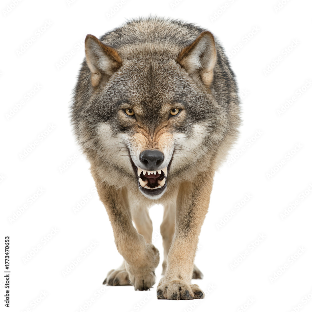 Obraz premium Angry Wolf Isolated on Transparent Background. PNG.