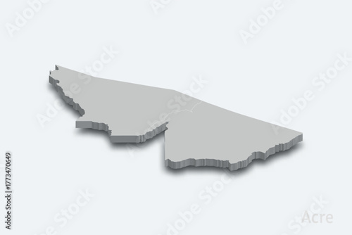 Acre 3d map with borders regions. State of Brazil