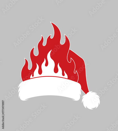 Santa hat on fire, a festive and dangerous combination.