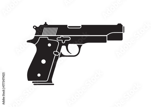 Pistol icon, Pistol silhouette vector