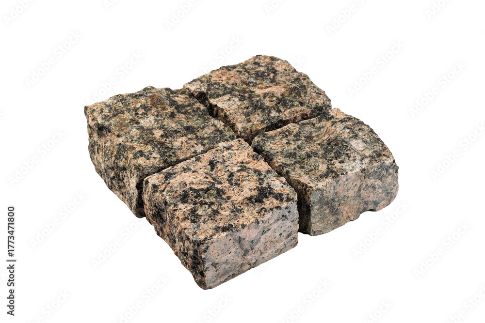 Obraz premium Four paving stones isolated on a white background