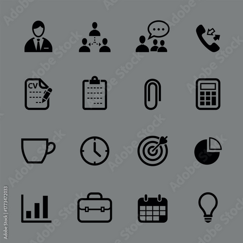 Communication & Office Icons  Contact Chat and Work Tools