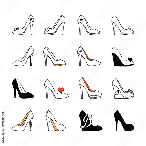 Set of high heel vectors