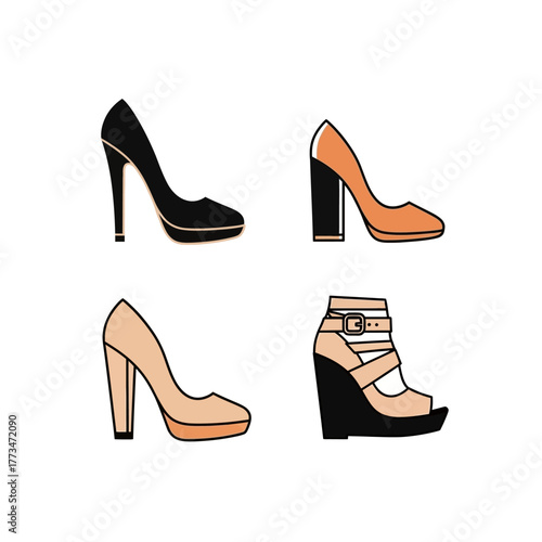 Fashion footwear icon set
