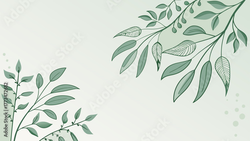 Animated Watercolor Botanical Leaves Frame - Minimalist Spring Wedding Design