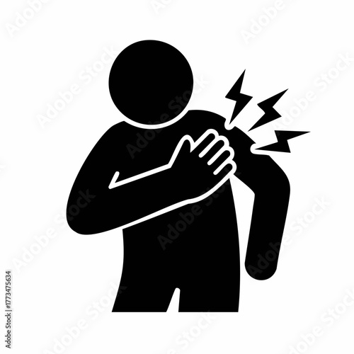 Man chest pain symptom and heart attack risk illustration Silhouette