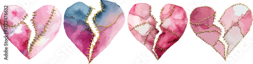 Watercolor broken heart  Clipart